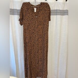 Leopard print midi dress